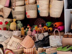 A display of baskets and baskets on a table
